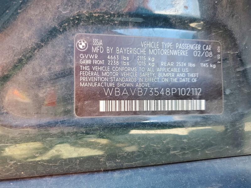 48539696 :رقم المزاد ، WBAVB73548P102112 vin ، 2008 Bmw 335 مزاد بيع