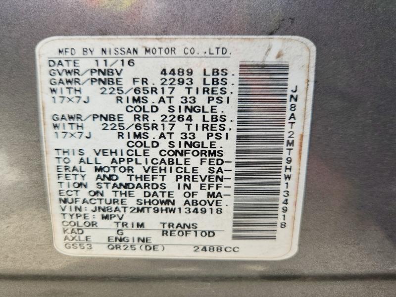 Продажа на аукционе авто 2017 Nissan Rogue, vin: JN8AT2MT9HW134918, номер лота: 50159806
