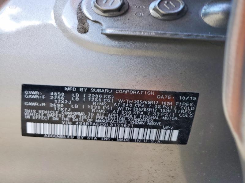 50305446 :رقم المزاد ، 4S4BTAEC0L3131971 vin ، 2020 Subaru Outback مزاد بيع