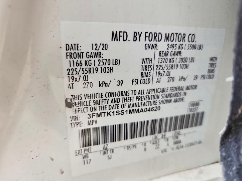 Aukcja sprzedaży 2021 Ford Mustang Mach-e, vin: 3FMTK1SS1MMA04620, numer aukcji: 50621936