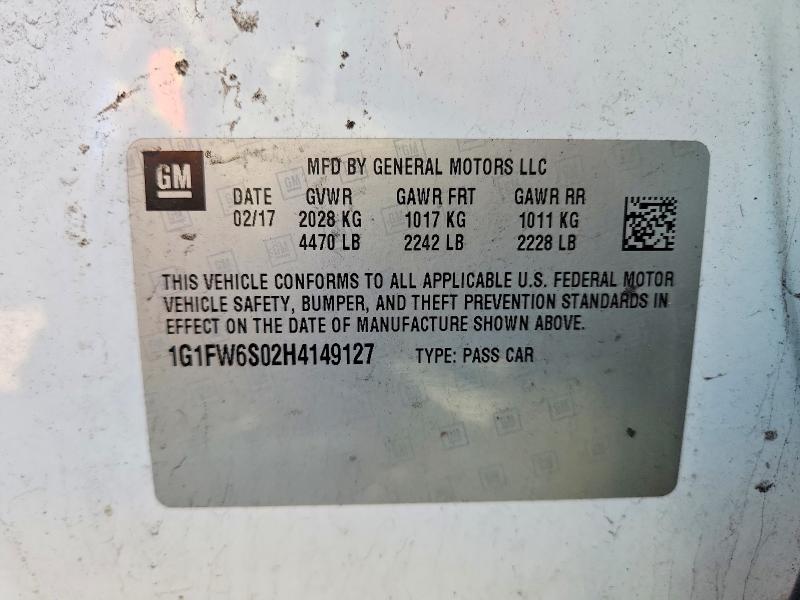 48737266 :رقم المزاد ، 1G1FW6S02H4149127 vin ، 2017 Chevrolet Bolt Ev مزاد بيع