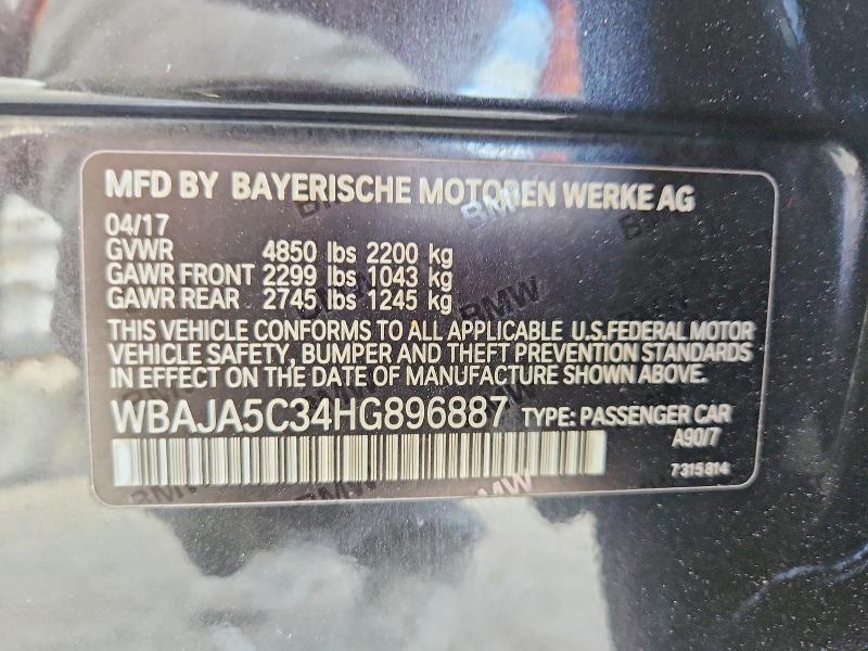 Aukcja sprzedaży 2017 Bmw 530, vin: WBAJA5C34HG896887, numer aukcji: 50052296
