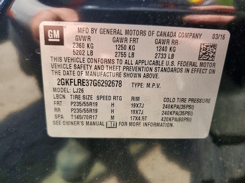 2016 Gmc Terrain მანქანა იყიდება აუქციონზე, vin: 2GKFLRE37G6292678, აუქციონის ნომერი: 50834176