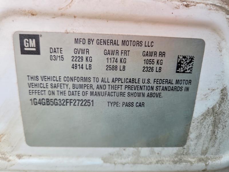 2015 Buick Lacrosse მანქანა იყიდება აუქციონზე, vin: 1G4GB5G32FF272251, აუქციონის ნომერი: 49656176