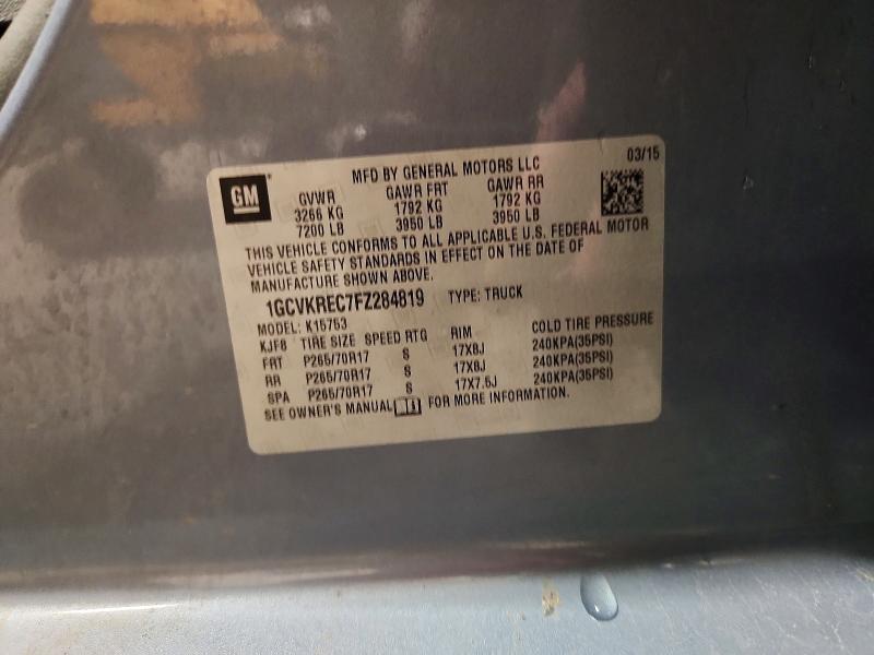 48281926 :رقم المزاد ، 1GCVKREC7FZ284819 vin ، 2015 Chevrolet Silverado مزاد بيع