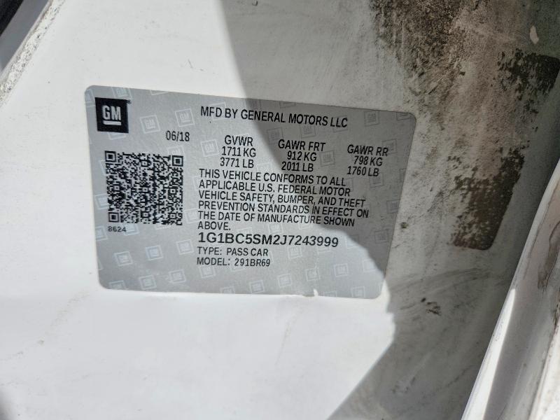 49995286 :رقم المزاد ، 1G1BC5SM2J7243999 vin ، 2018 Chevrolet Cruze مزاد بيع