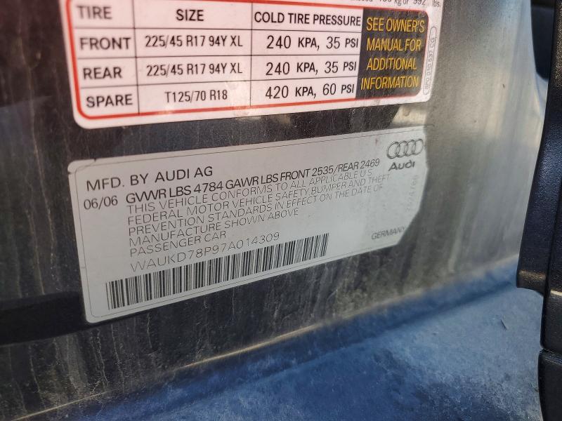 Aukcja sprzedaży 2007 Audi A3, vin: WAUKD78P97A014309, numer aukcji: 50551526