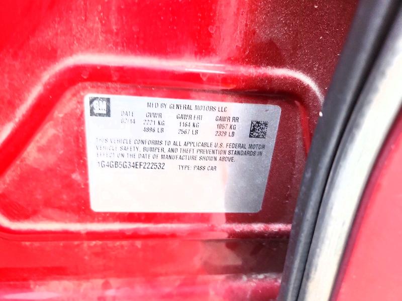 2014 Buick Lacrosse მანქანა იყიდება აუქციონზე, vin: 1G4GB5G34EF222532, აუქციონის ნომერი: 50097256