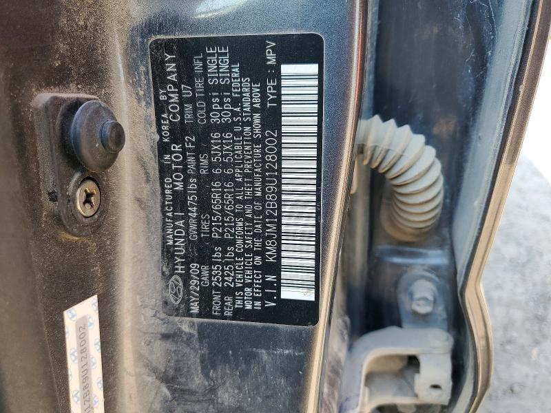 2009 Hyundai Tucson მანქანა იყიდება აუქციონზე, vin: KM8JM12B89U128002, აუქციონის ნომერი: 50393916