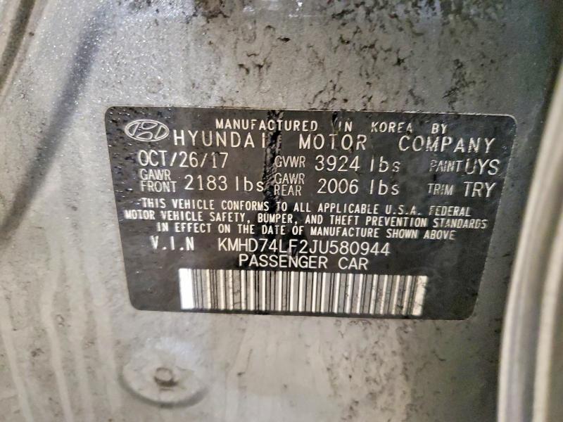 48018266 :رقم المزاد ، KMHD74LF2JU580944 vin ، 2018 Hyundai Elantra مزاد بيع