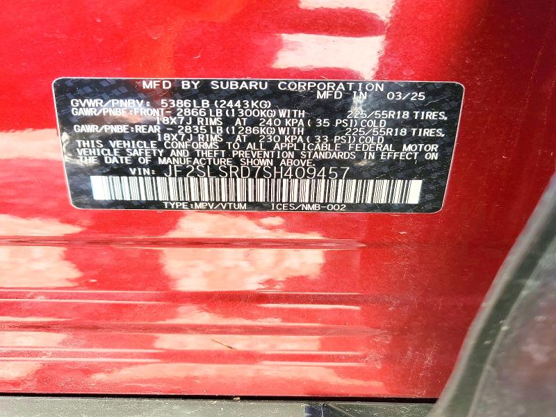 51543846 :رقم المزاد ، JF2SLSRD7SH409457 vin ، 2025 Subaru Forester مزاد بيع