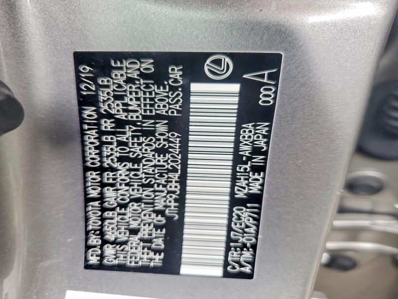 Продаж на аукціоні авто 2020 Lexus Ux 250h, vin: JTHP9JBH4L2024449, номер лоту: 48505386
