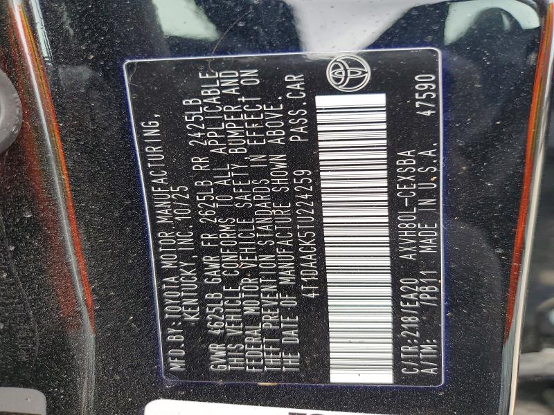 Aukcja sprzedaży 2026 Toyota Camry, vin: 4T1DAACK5TU224259, numer aukcji: 51628196