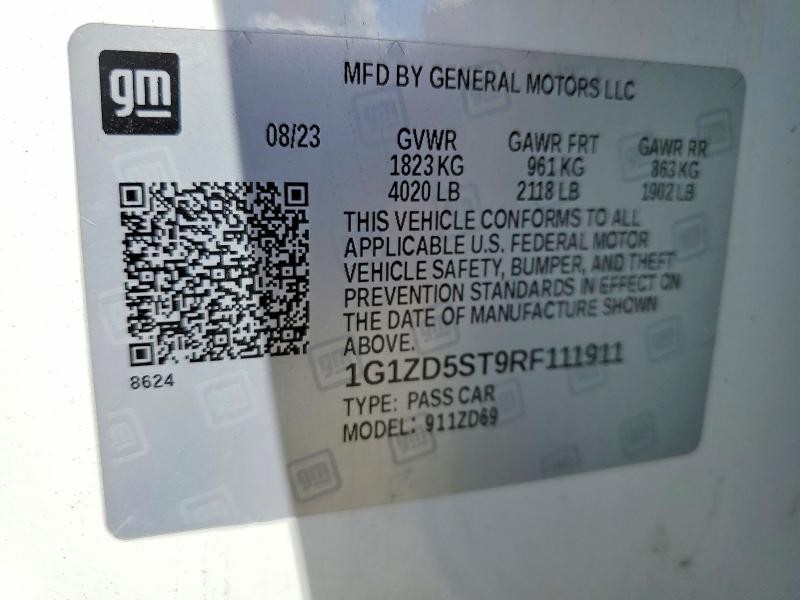 49827896 :رقم المزاد ، 1G1ZD5ST9RF111911 vin ، 2024 Chevrolet Malibu مزاد بيع