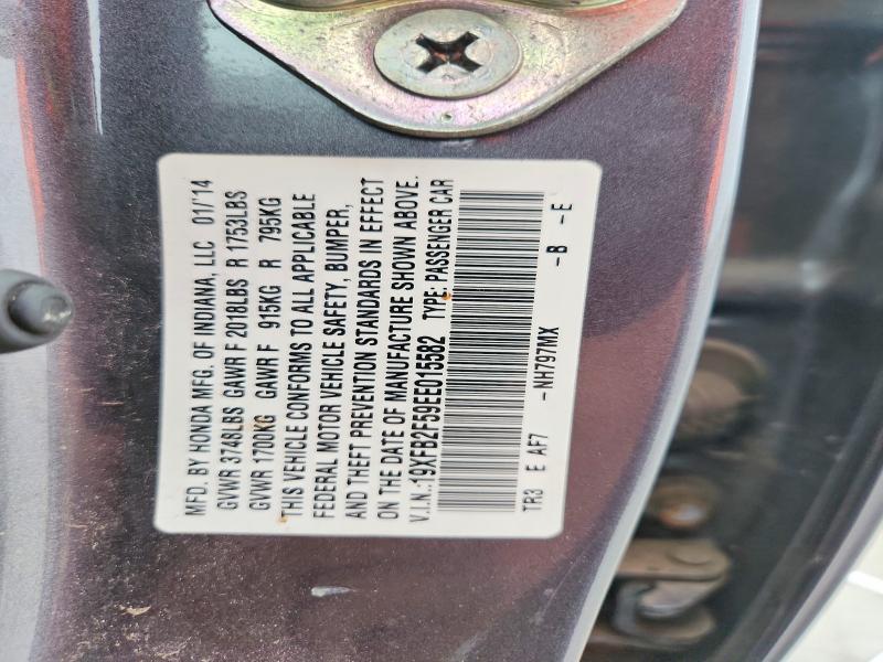 Продаж на аукціоні авто 2014 Honda Civic, vin: 19XFB2F59EE015582, номер лоту: 51795346