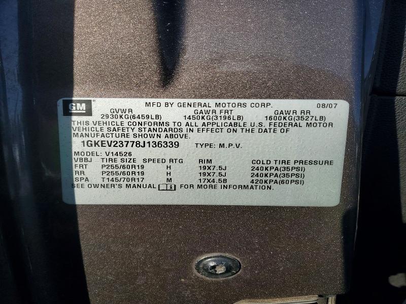 Aukcja sprzedaży 2008 Gmc Acadia, vin: 1GKEV23778J136339, numer aukcji: 50958486