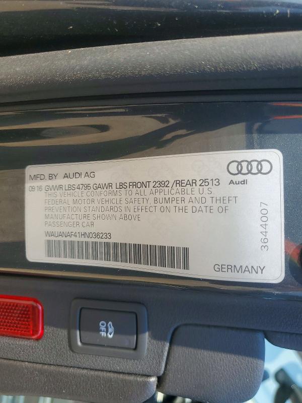Продаж на аукціоні авто 2017 Audi A4, vin: WAUANAF41HN036233, номер лоту: 51000166