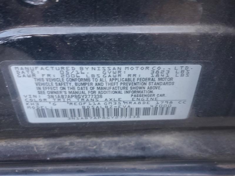 Продаж на аукціоні авто 2016 Nissan Sentra, vin: 3N1AB7AP8GY277338, номер лоту: 50078576