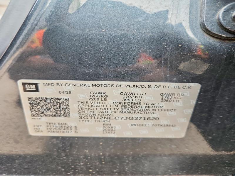 2018 Gmc Sierra მანქანა იყიდება აუქციონზე, vin: 3GTU2NEC7JG371620, აუქციონის ნომერი: 50085116