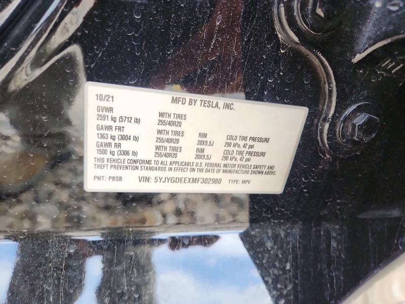 Aukcja sprzedaży 2021 Tesla Model Y, vin: 5YJYGDEEXMF302980, numer aukcji: 49818866