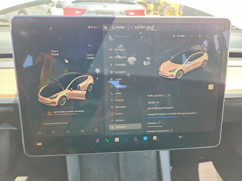 2023 Tesla Model 3 მანქანა იყიდება აუქციონზე, vin: 5YJ3E1EA2PF450377, აუქციონის ნომერი: 51016326