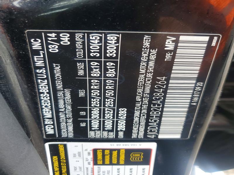 Продаж на аукціоні авто 2014 Mercedes-benz Ml, vin: 4JGDA5HB2EA384264, номер лоту: 48661276