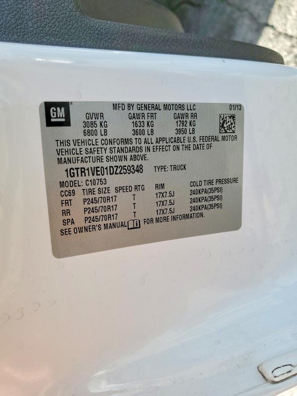 Aukcja sprzedaży 2013 Gmc Sierra, vin: 1GTR1VE01DZ259348, numer aukcji: 49659526