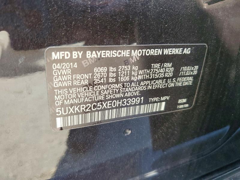 Aukcja sprzedaży 2014 Bmw X5, vin: 5UXKR2C5XE0H33991, numer aukcji: 50838376