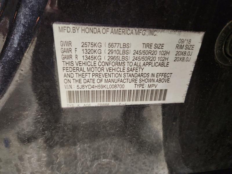 Продаж на аукціоні авто 2019 Acura Mdx, vin: 5J8YD4H59KL008700, номер лоту: 49401806