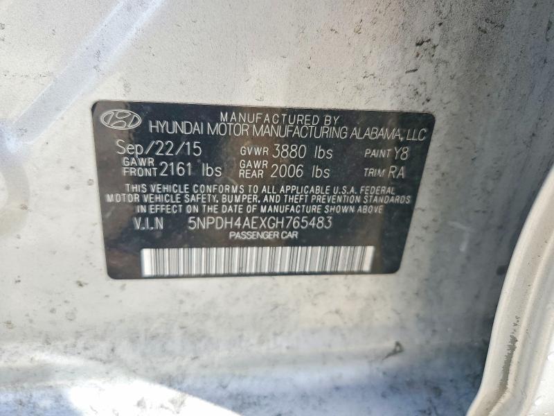Продажа на аукционе авто 2016 Hyundai Elantra, vin: 5NPDH4AEXGH765483, номер лота: 47924156