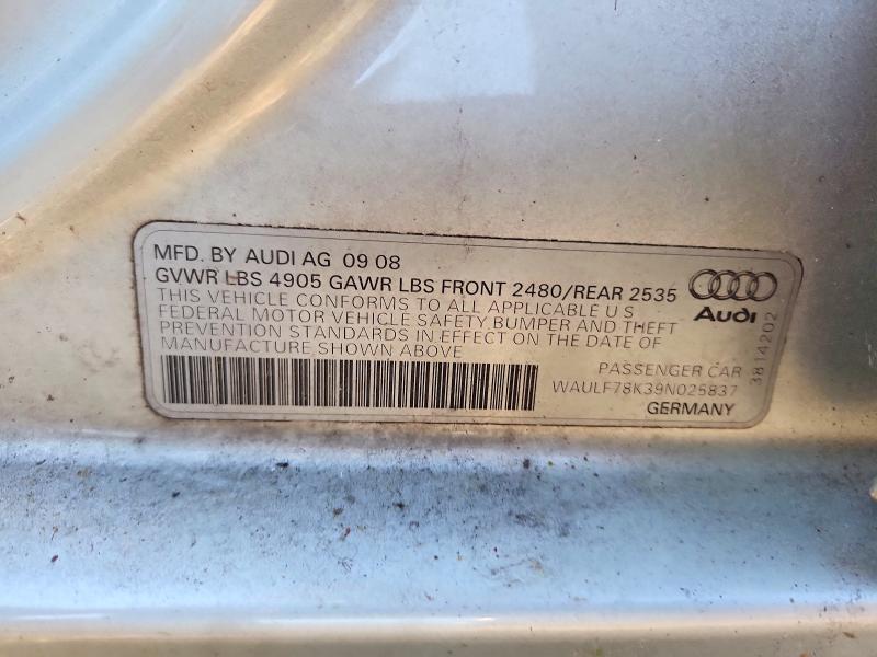 Продаж на аукціоні авто 2009 Audi A4, vin: WAULF78K39N025837, номер лоту: 50664616
