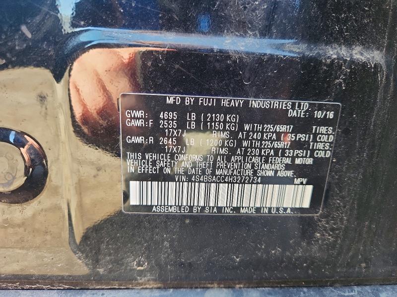 50666496 :رقم المزاد ، 4S4BSACC4H3272734 vin ، 2017 Subaru Outback مزاد بيع