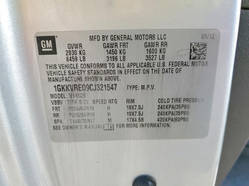 Продаж на аукціоні авто 2012 Gmc Acadia, vin: 1GKKVRED9CJ321547, номер лоту: 50597486