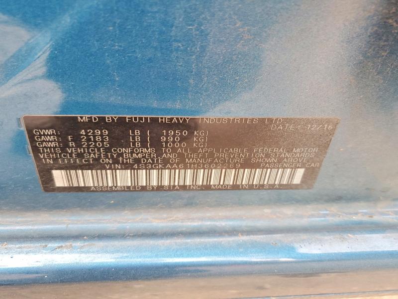49584976 :رقم المزاد ، 4S3GKAA61H3602269 vin ، 2017 Subaru Impreza مزاد بيع
