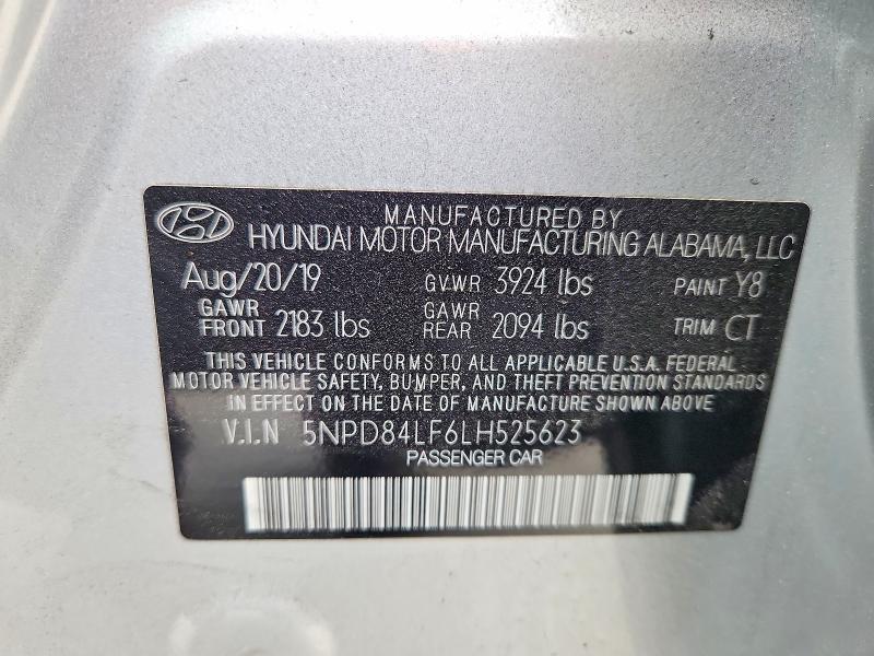 48961666 :رقم المزاد ، 5NPD84LF6LH525623 vin ، 2020 Hyundai Elantra مزاد بيع