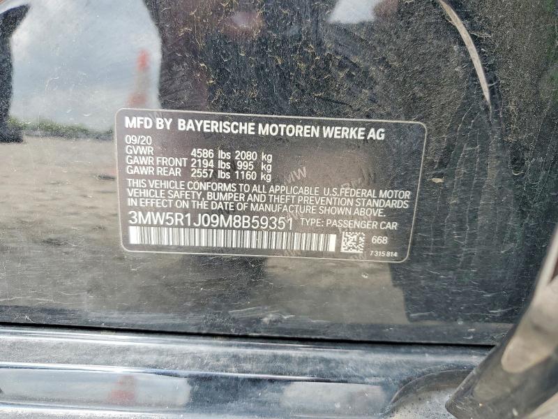 49862836 :رقم المزاد ، 3MW5R1J09M8B59351 vin ، 2021 Bmw 330i مزاد بيع