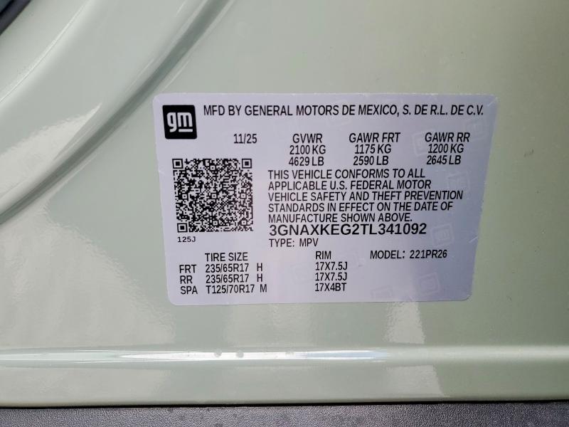 2026 Chevrolet Equinox მანქანა იყიდება აუქციონზე, vin: 3GNAXKEG2TL341092, აუქციონის ნომერი: 49121166