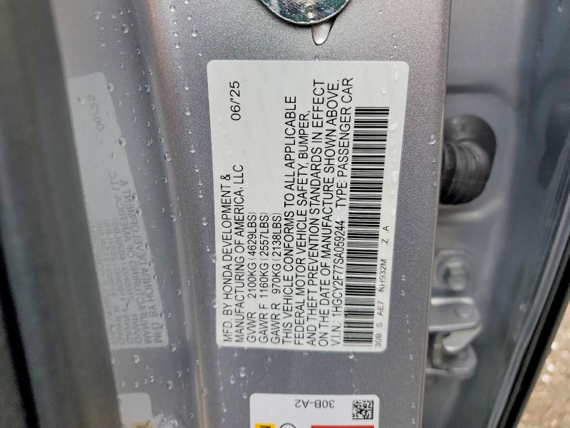 Продаж на аукціоні авто 2025 Honda Accord, vin: 1HGCY2F77SA059244, номер лоту: 47964516
