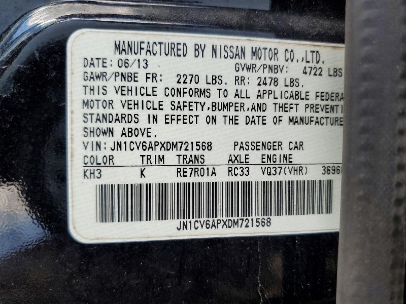 Aukcja sprzedaży 2013 Infiniti G37 Sedan, vin: JN1CV6APXDM721568, numer aukcji: 49843676