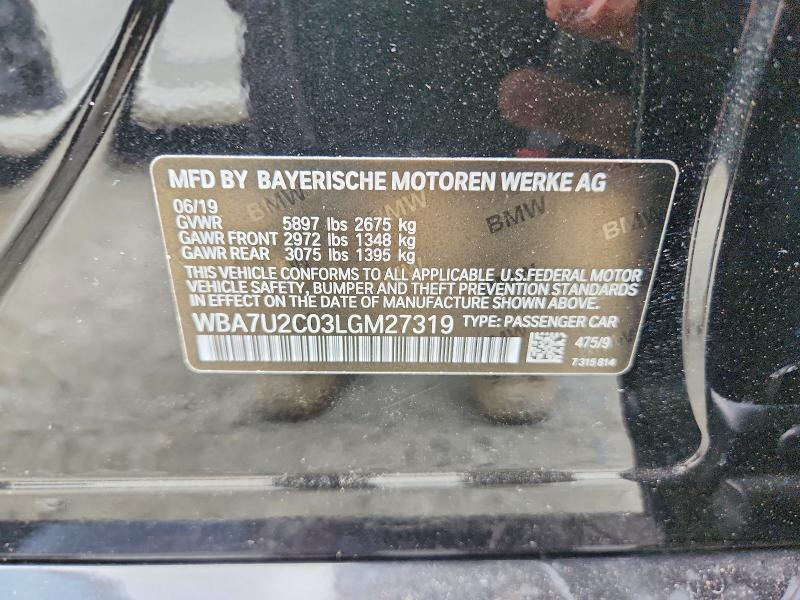 Продажа на аукционе авто 2020 Bmw 750, vin: WBA7U2C03LGM27319, номер лота: 48345126