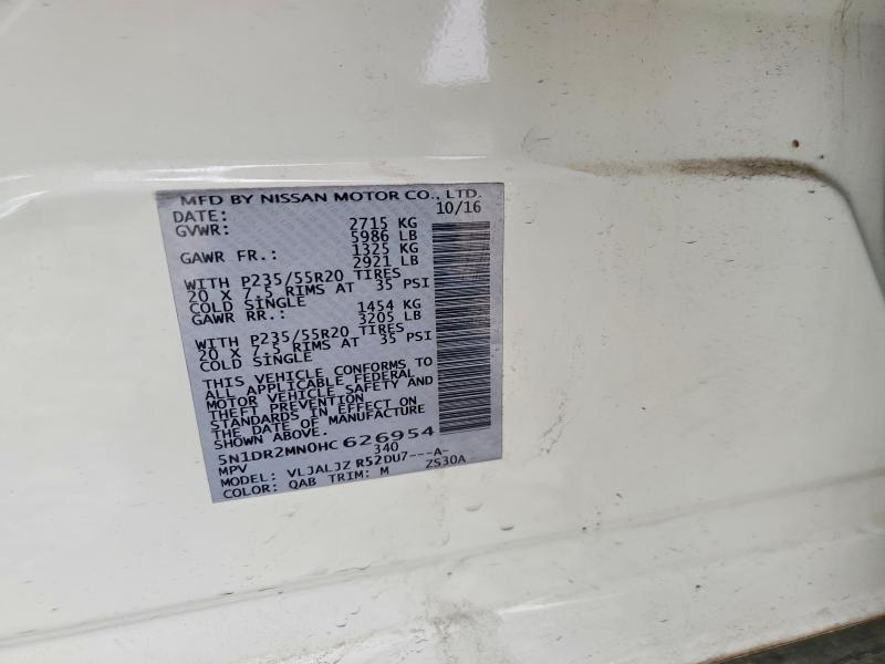 Aukcja sprzedaży 2017 Nissan Pathfinder, vin: 5N1DR2MN0HC626954, numer aukcji: 51792826