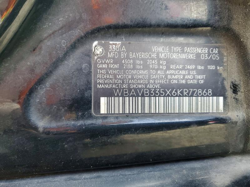 Aukcja sprzedaży 2006 Bmw 330, vin: WBAVB335X6KR72868, numer aukcji: 51009296