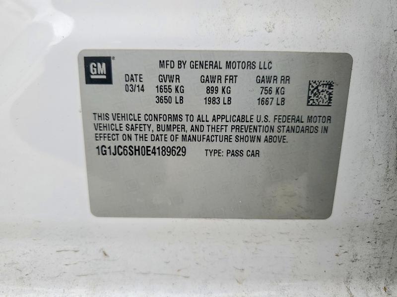 Продаж на аукціоні авто 2014 Chevrolet Sonic, vin: 1G1JC6SH0E4189629, номер лоту: 49581366