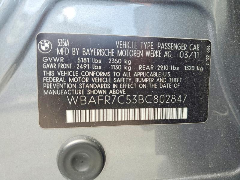 Auction sale of the 2011 Bmw 535, vin: WBAFR7C53BC802847, lot number: 49777726