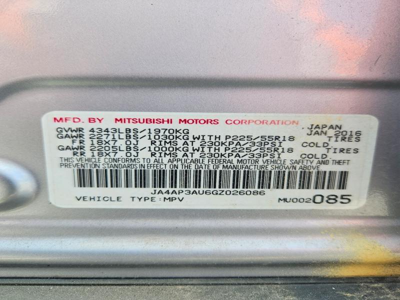 Aukcja sprzedaży 2016 Mitsubishi Outlander Sport, vin: JA4AP3AU6GZ026086, numer aukcji: 51318386