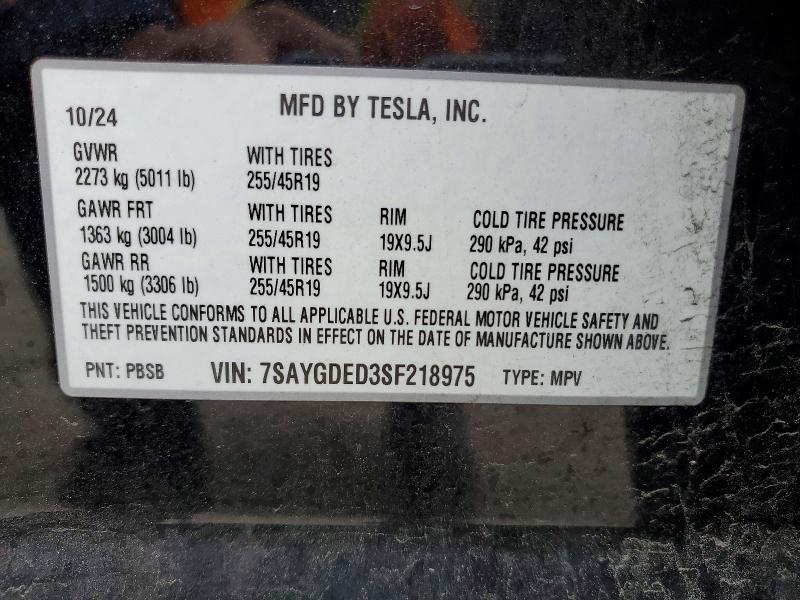 Aukcja sprzedaży 2025 Tesla Model Y, vin: 7SAYGDED3SF218975, numer aukcji: 51759606