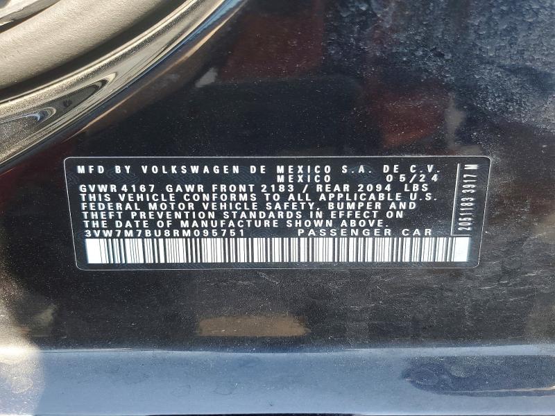 Aukcja sprzedaży 2024 Volkswagen Jetta, vin: 3VW7M7BU8RM095751, numer aukcji: 50656716