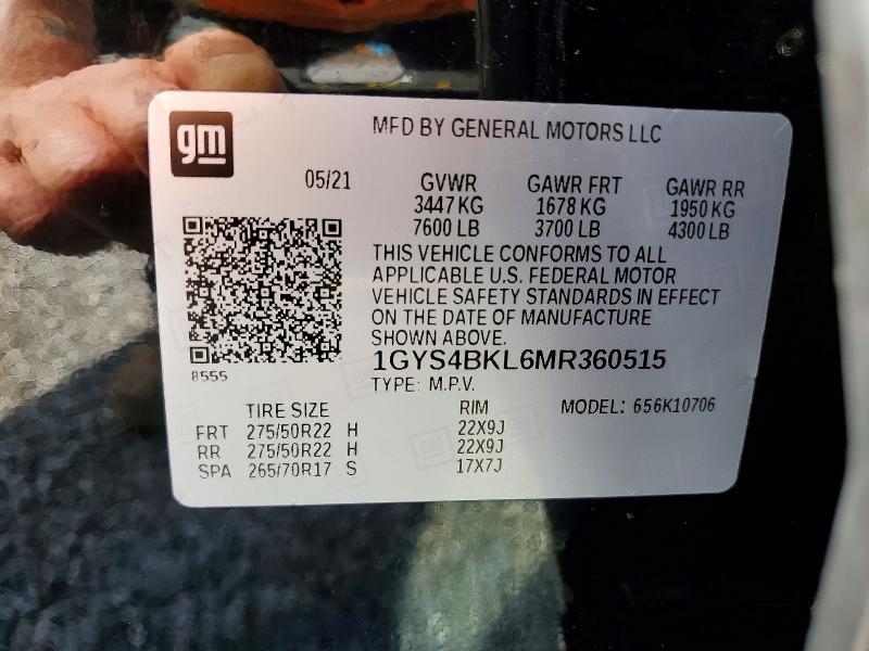 Продаж на аукціоні авто 2021 Cadillac Escalade, vin: 1GYS4BKL6MR360515, номер лоту: 50268366