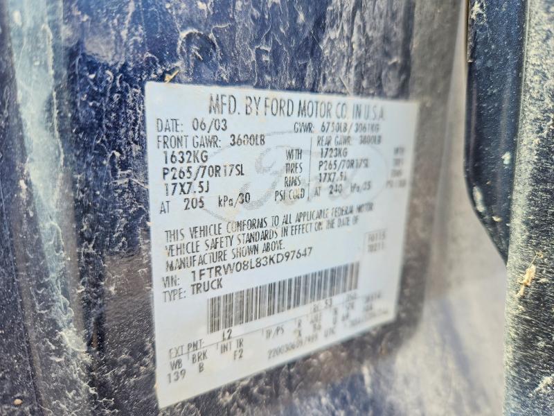 Продаж на аукціоні авто 2003 Ford F150, vin: 1FTRW08L83KD97647, номер лоту: 51459246