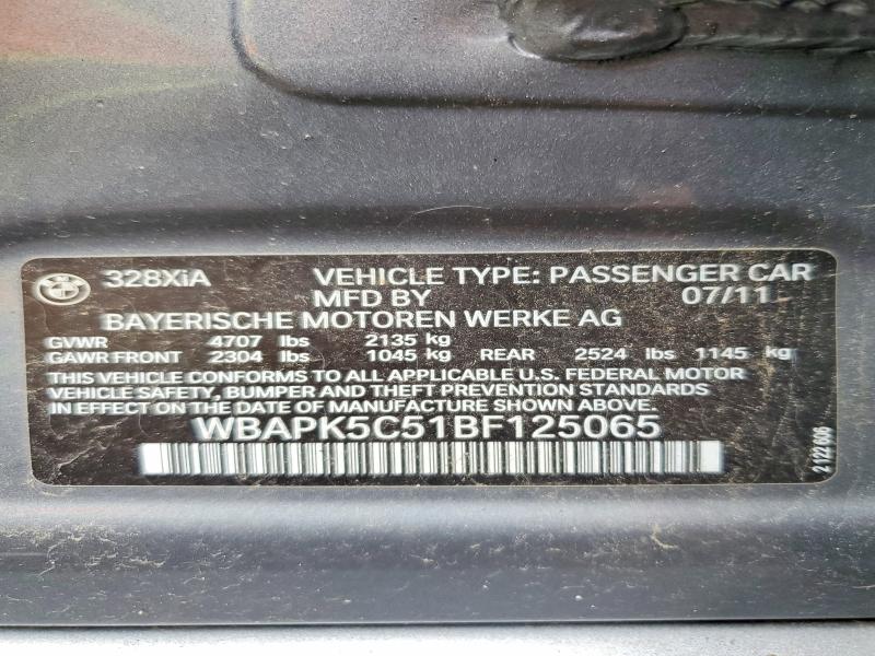 Продажа на аукционе авто 2011 Bmw 328, vin: WBAPK5C51BF125065, номер лота: 48653526